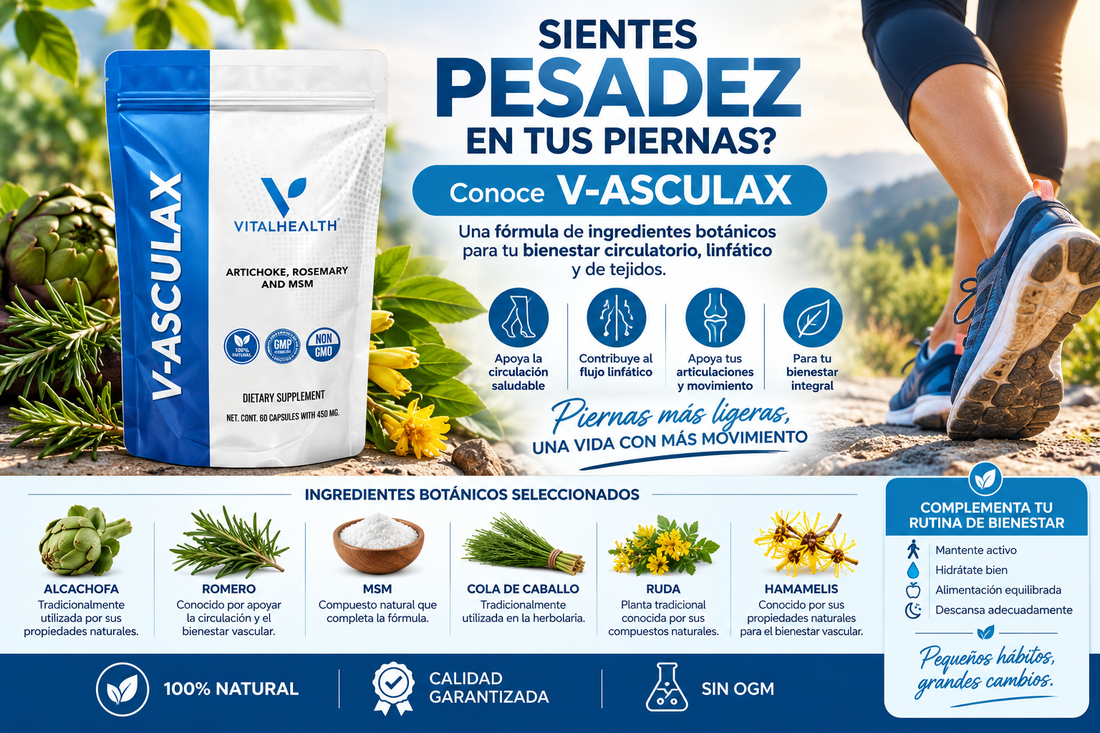 V-ASCULAX suplemento alimenticio para complementar el bienestar circulatorio y de las piernas