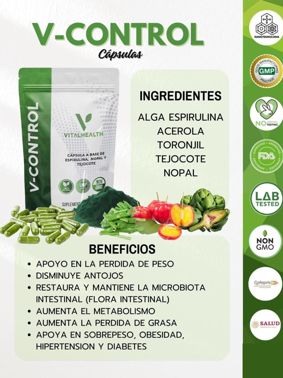 V Control V-CONTROL 60 CAPS. – Vital Suplementos Mex.